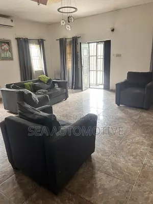 Comfortable 4-Seater Dark Gray Fabric Sofa Set