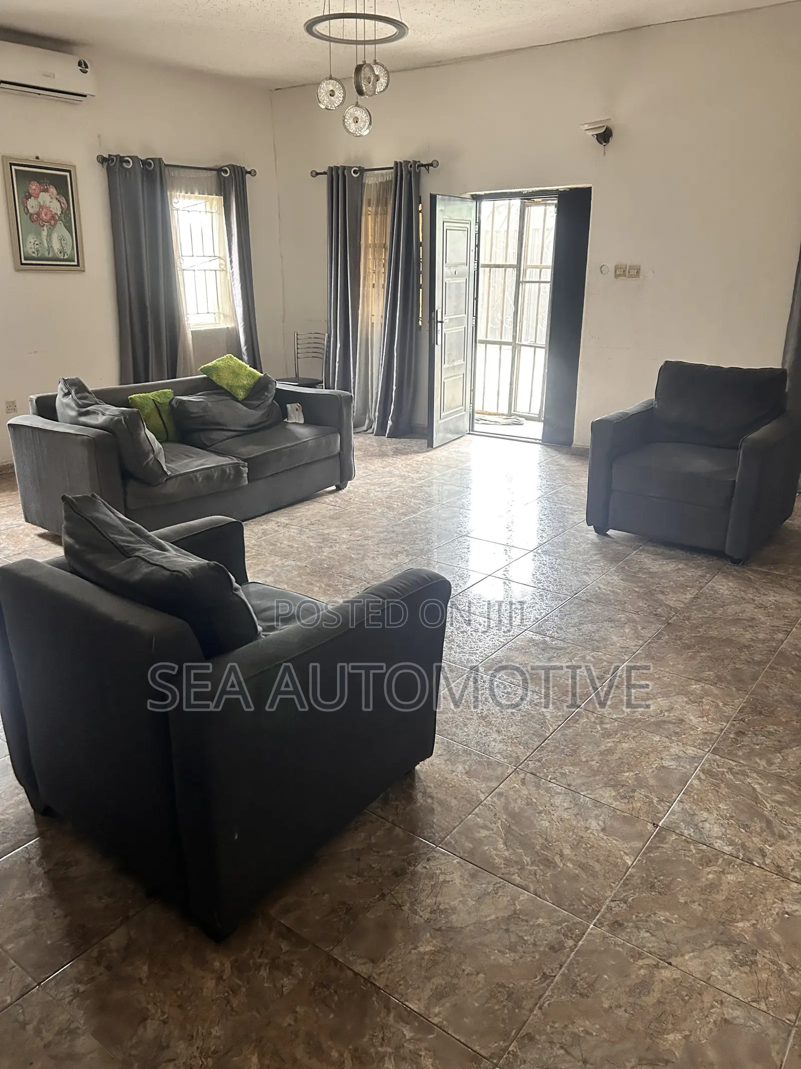 Comfortable 4-Seater Dark Gray Fabric Sofa Set