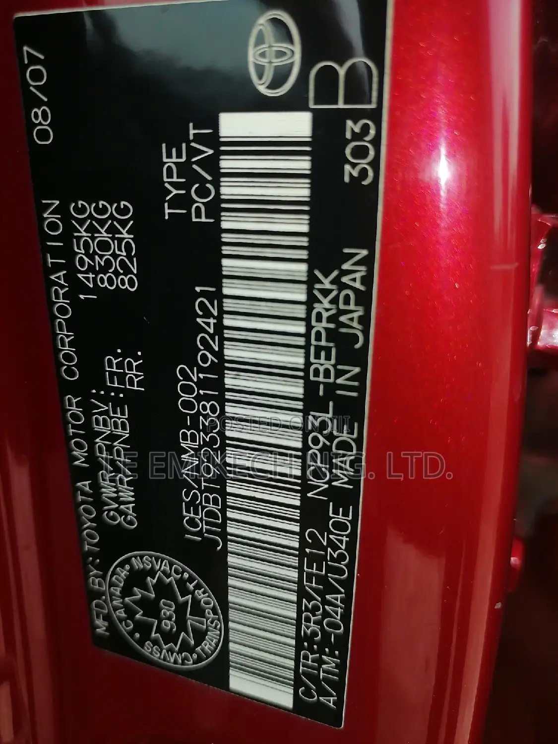 Toyota Yaris 2008 Red