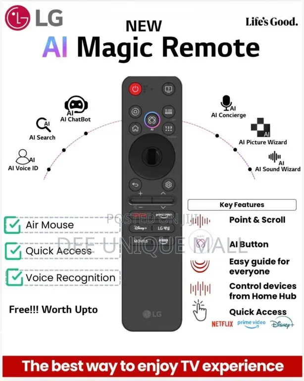 LG MR25 AI Magic Remote Controller LG Remote Controller (Black)