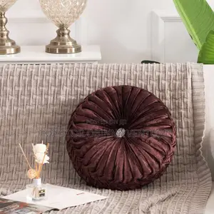 Velvet Home Decoration Pleated Round Pillow Cushion