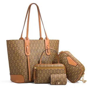 Elegant Women's 4-Piece Tote, Crossbody, Pouch & Card Holder Combo Set