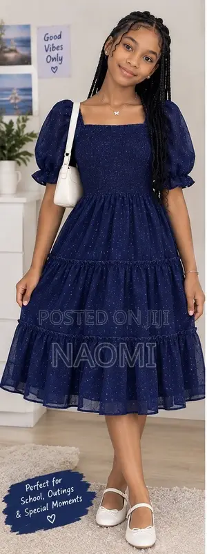 Kids Elegant Navy Blue Dress