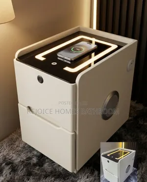 Smart Bedside Nightstand With Wireless Charger,Bluetooth Speaker LED