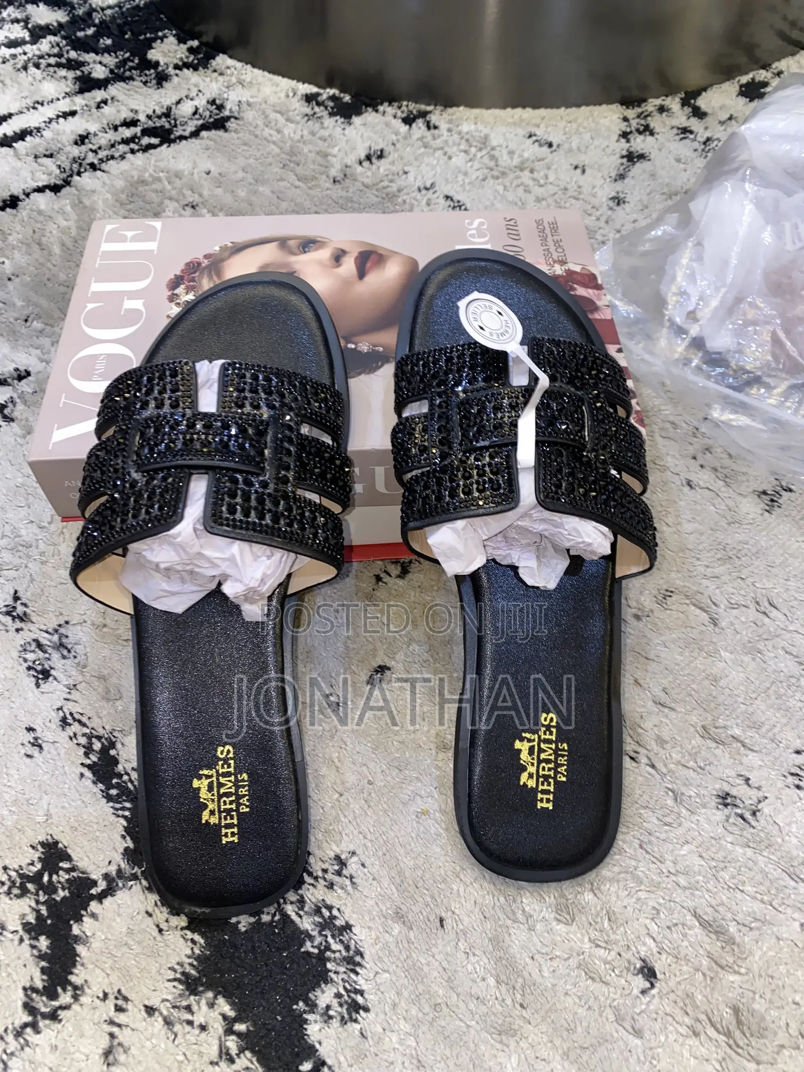 Hermes Oran Rhinestone Flat Slides