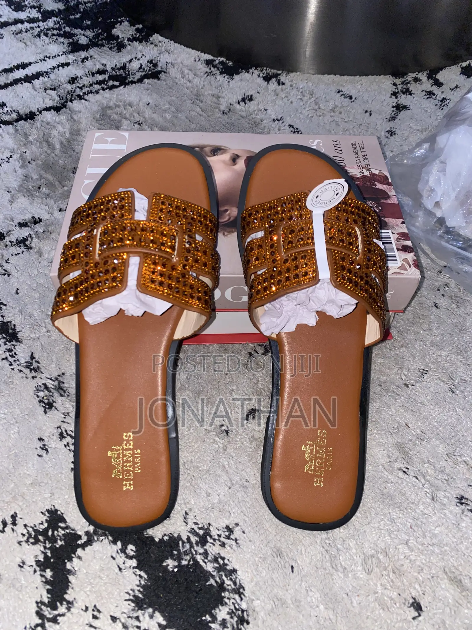 Hermes Oran Rhinestone Flat Slides