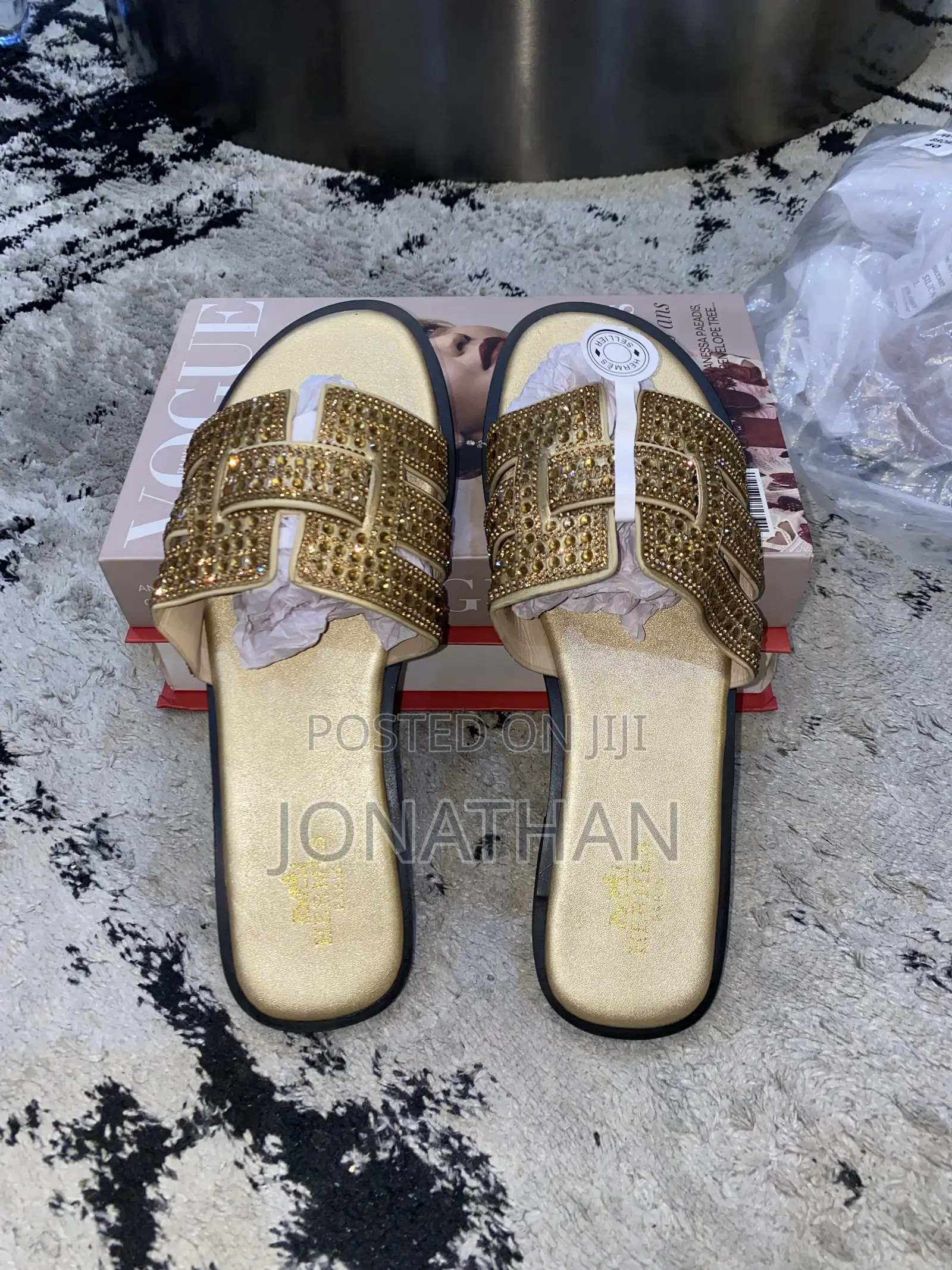 Hermes Oran Rhinestone Flat Slides