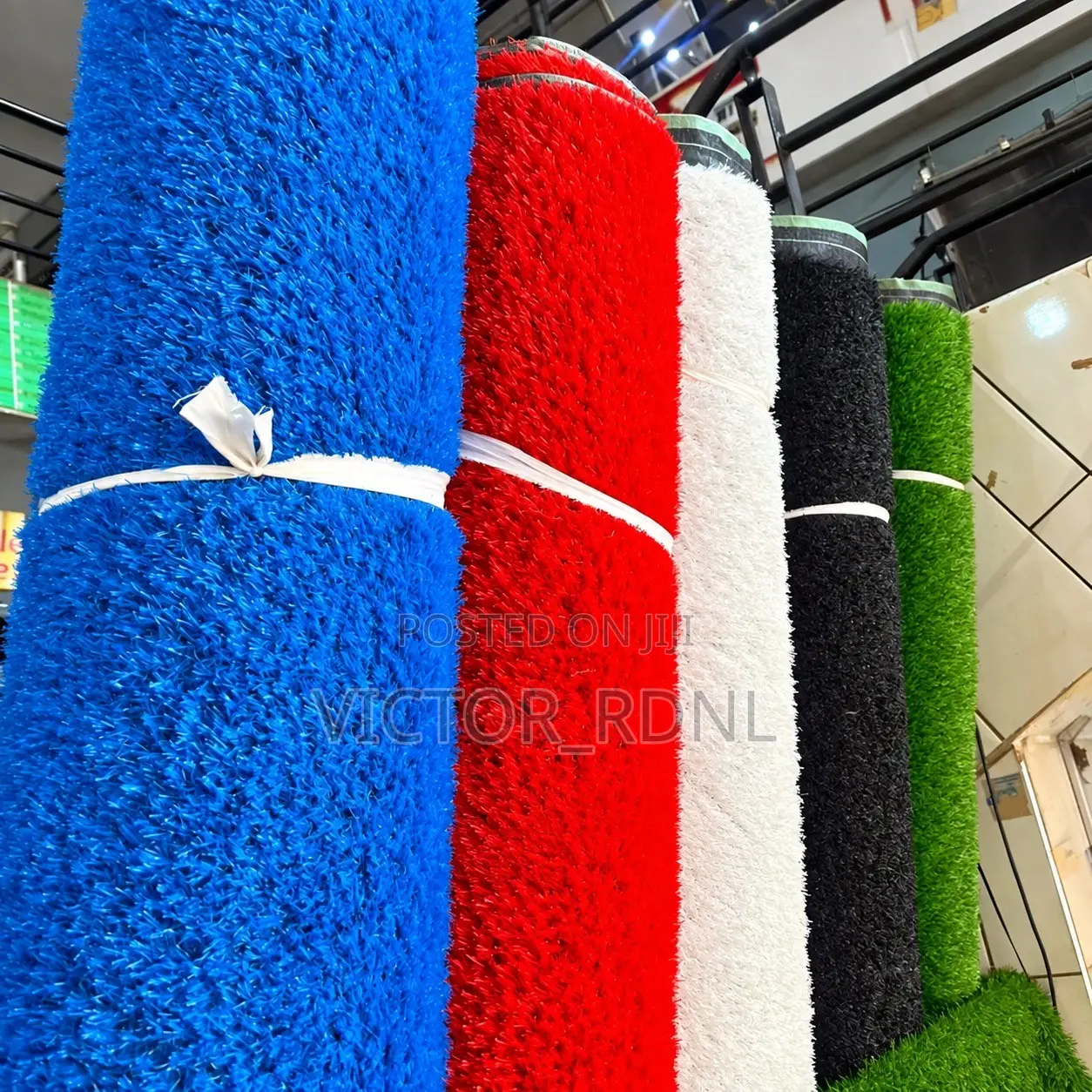 Red, Blue, Black, White Artificial Grass