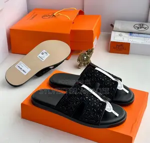 Hermès Paris Men's Black Slides | Premium Designer Sandals