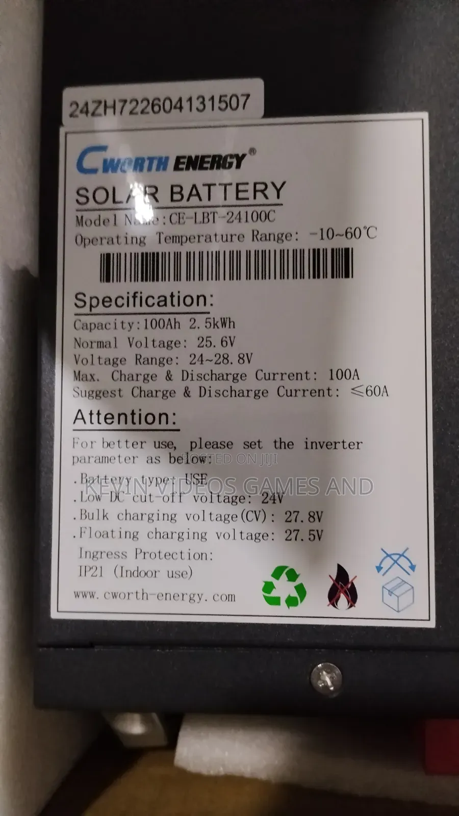 Cworth 2.5kwh/24v Lithium Ion Battery