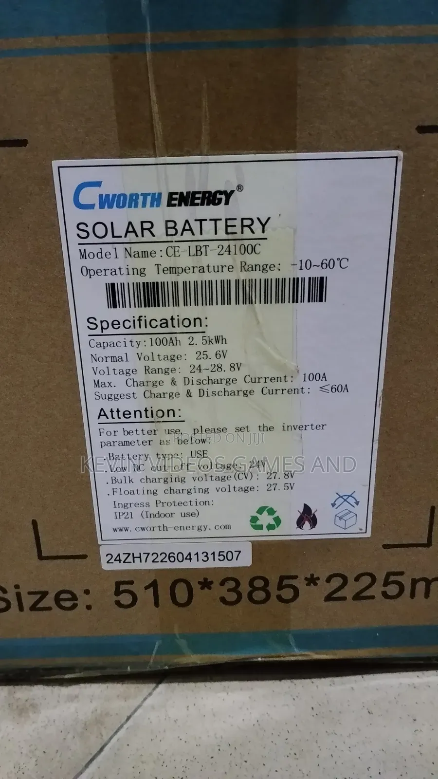 Cworth 2.5kwh/24v Lithium Ion Battery