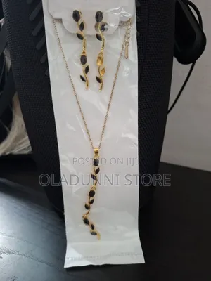 Black Stone Necklace Earring