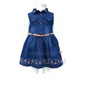 Big Girls Jeans Gown Belt and Flower Design
