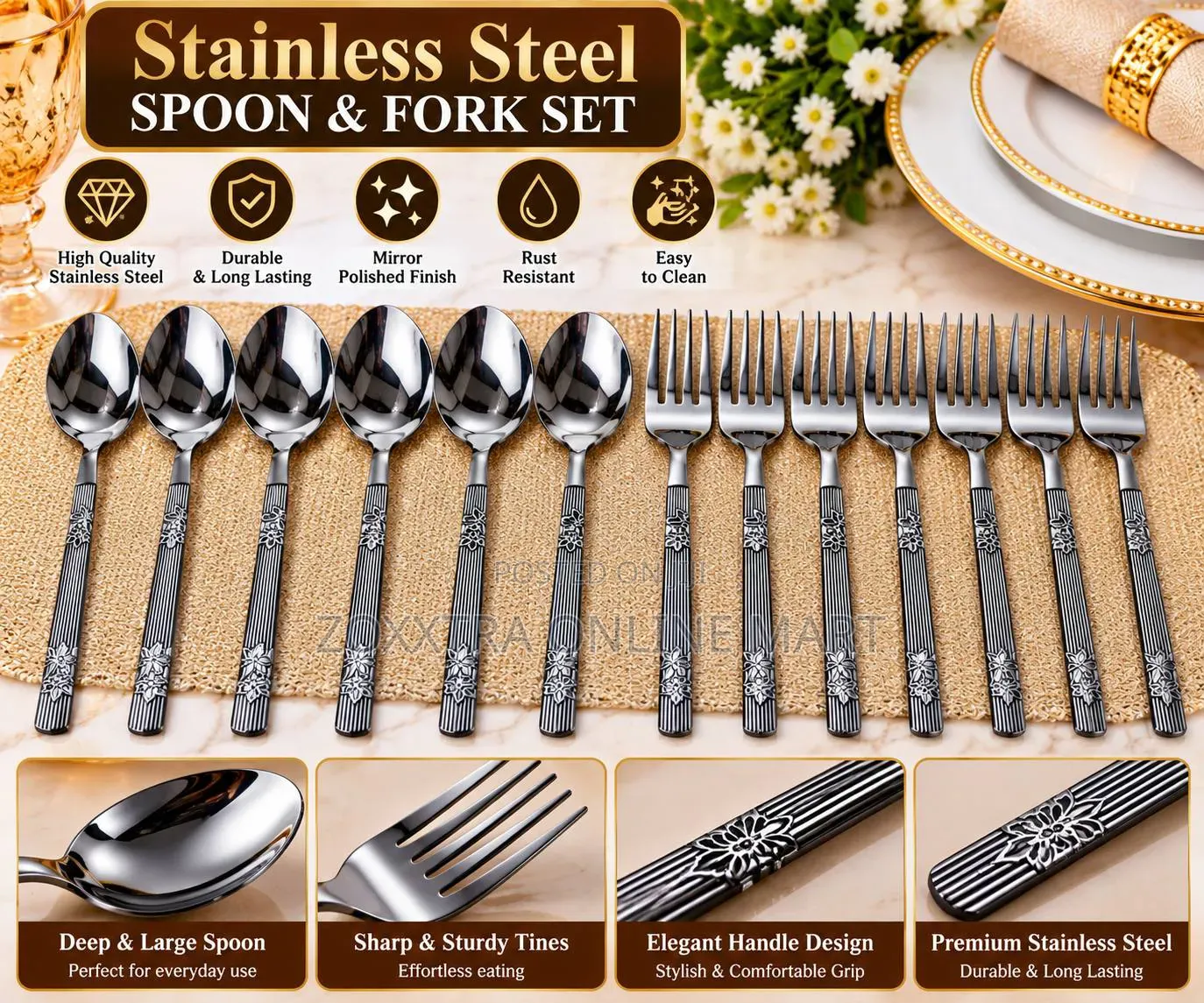 Stainless Steel Dining Spoons Forks