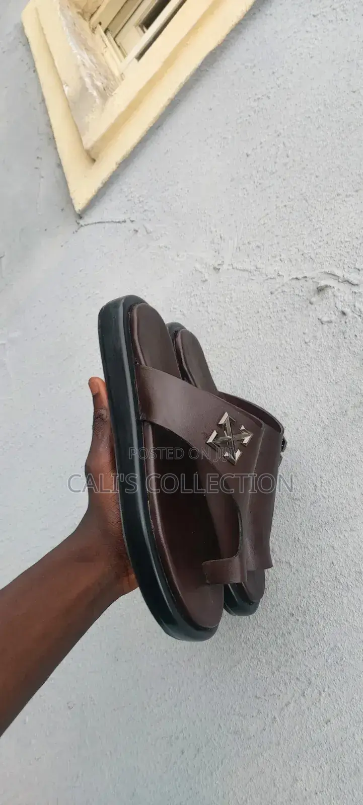 Handmade Male Palm Slippers (Brown)