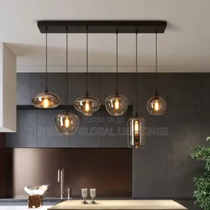 6 in 1 Smoky Glass Chandelier