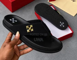Men's Off-White Arrow Logo Suede Thong Sandals