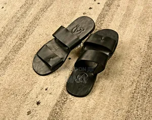 Black Leather Slippers