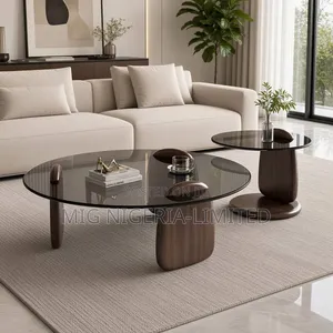 Modern Elegant Glass Centre Table
Wooden Base 2set