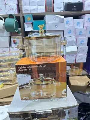 High Borosilicate Double Ear Glass Pot 1.8L