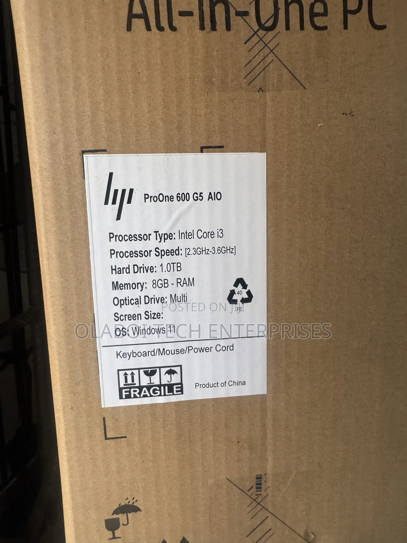New Desktop Computer HP ProOne 600 8GB Intel Core i3 HDD 1T