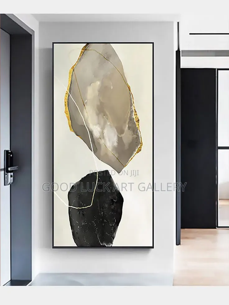 Abstract Grey Black Geometric Canvas