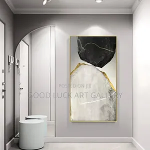 Abstract Grey Black Geometric Canvas