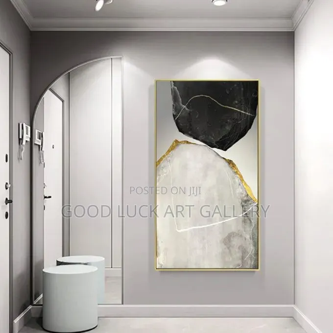 Abstract Grey Black Geometric Canvas