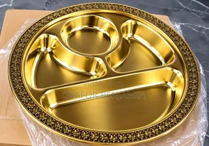 High Quality Stainless Steel Gold 4 Partition Dinner Plate 35cm