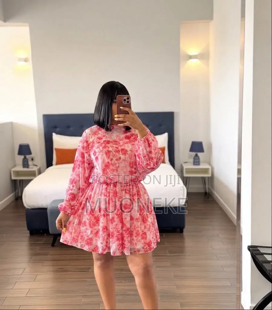 Floral Chiffon Mini Gown Classy Short Dress