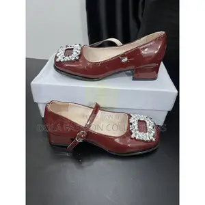 Crystal Buckle Mid-Heel Mary Jane Shoes for Women