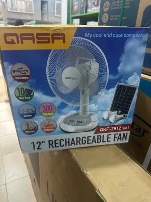 Qasa 12" Rechargable Fan With Solar Pannel