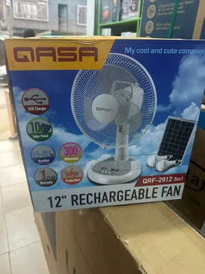 Qasa 12" Rechargable Fan With Solar Pannel