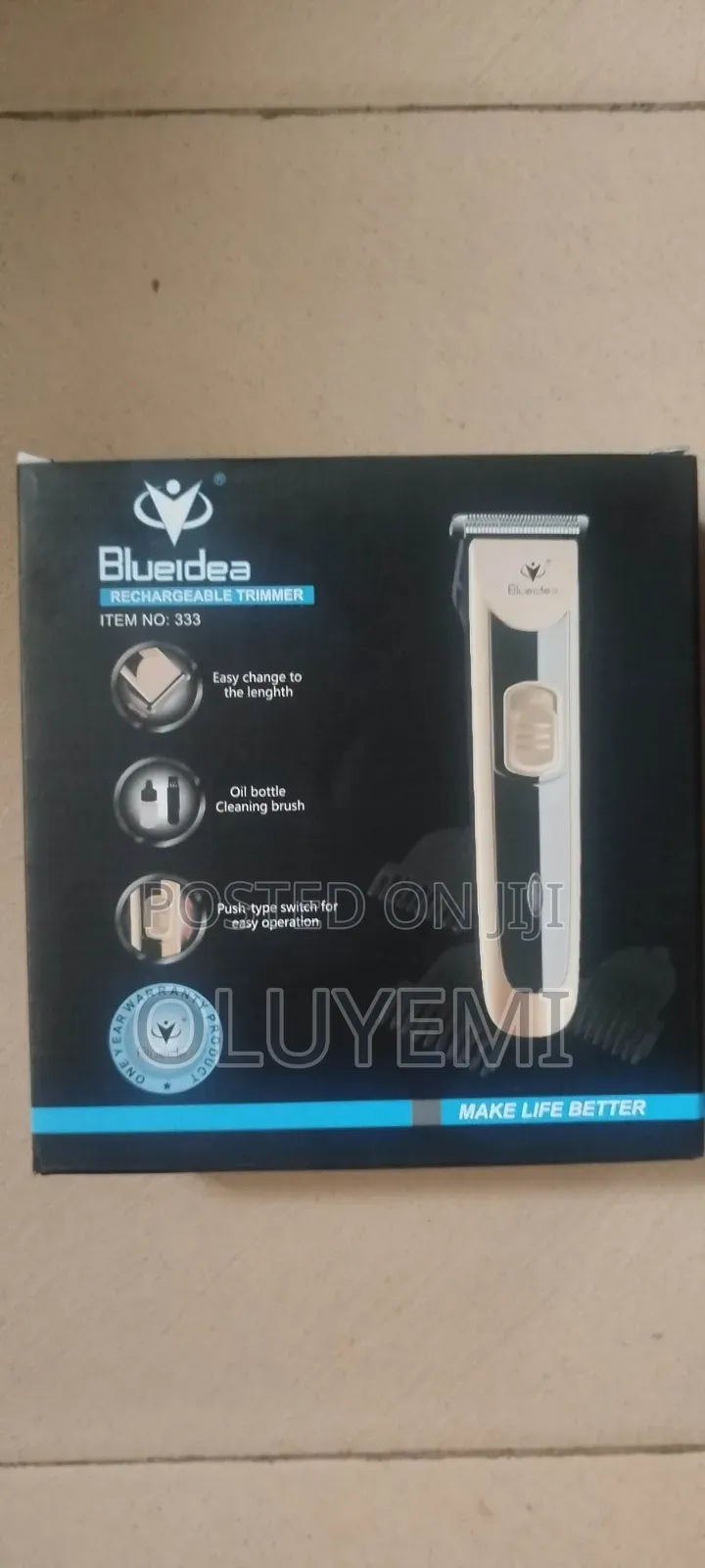 Blueidea Cordless Rechargeable Hair Clipper / Trimmer 3 Guide Combs