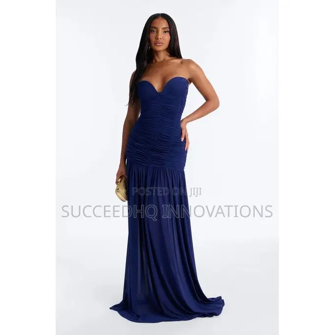 Soft Glam Ruched Mesh Gown