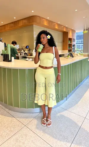 A Fashionable Yellow Two Piece for Ladies