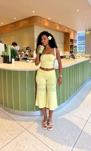 A Fashionable Yellow Two Piece for Ladies