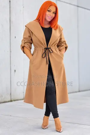 American Hooded Mid-Length Woolen Coat