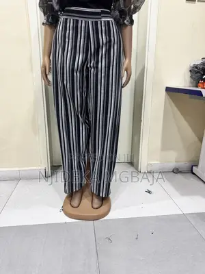 Stylish Black and White Striped Jean Trousers