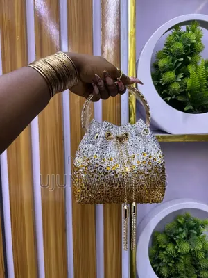 Luxe Sparkle Crystal Ombre Bucket Bag