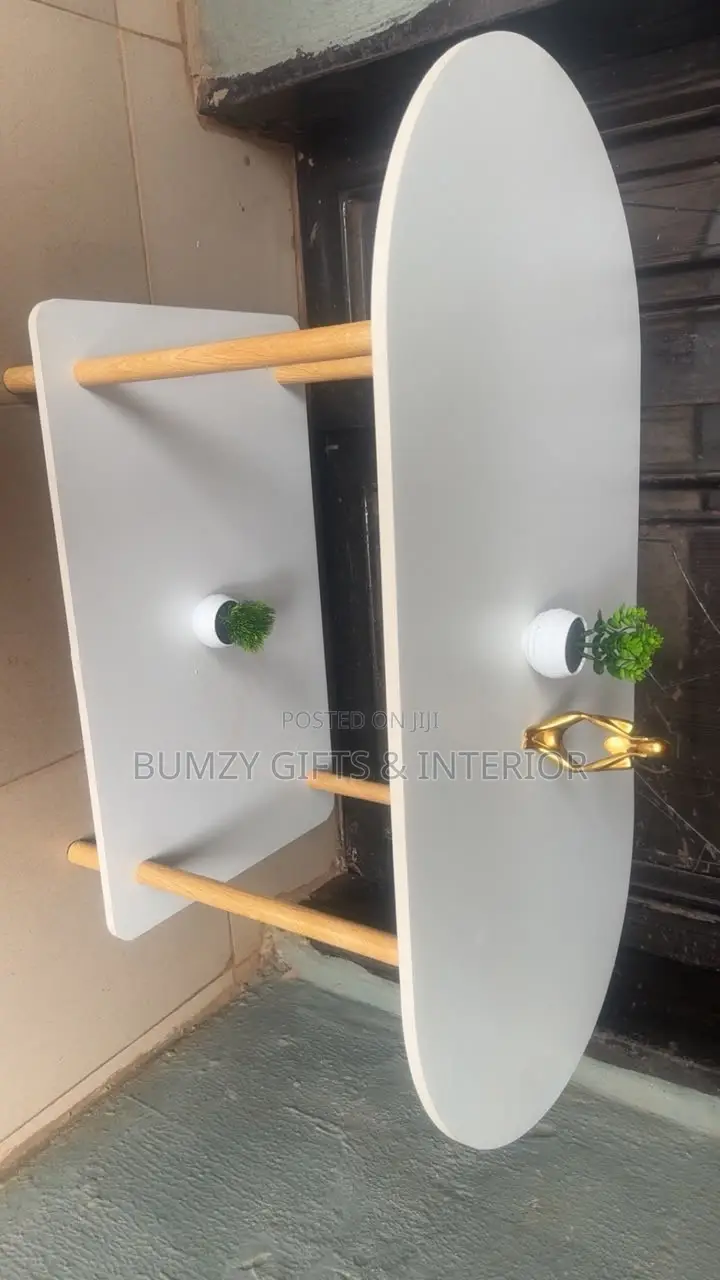 Double Layer Warm White Wooden Top Center Table