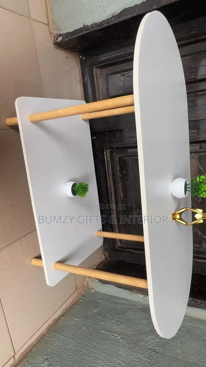 Double Layer Warm White Wooden Top Center Table
