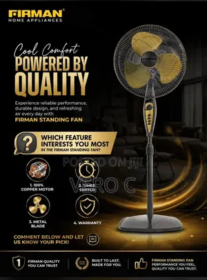 Original 100% Copper Firman 18“ Standing Fan.