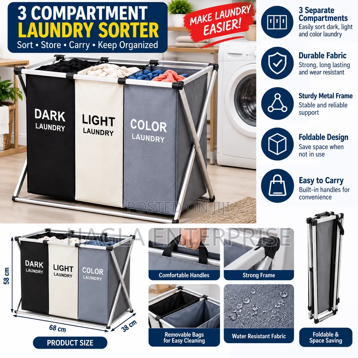 3 Ways Foldable Laundry Basket for Home Use