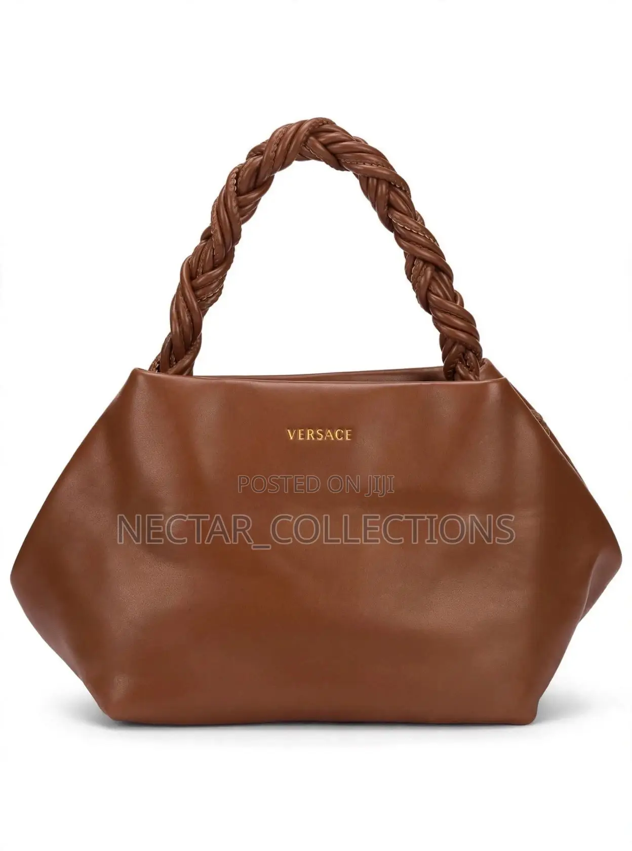 Ladies Brown Handbag | Braided Handle Shoulder Bag