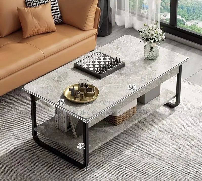 Rectangular Ring Black Wooden Top Center Table