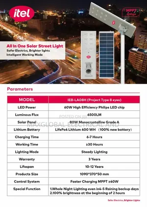 80watts Itel Industrial Solar Street Light
