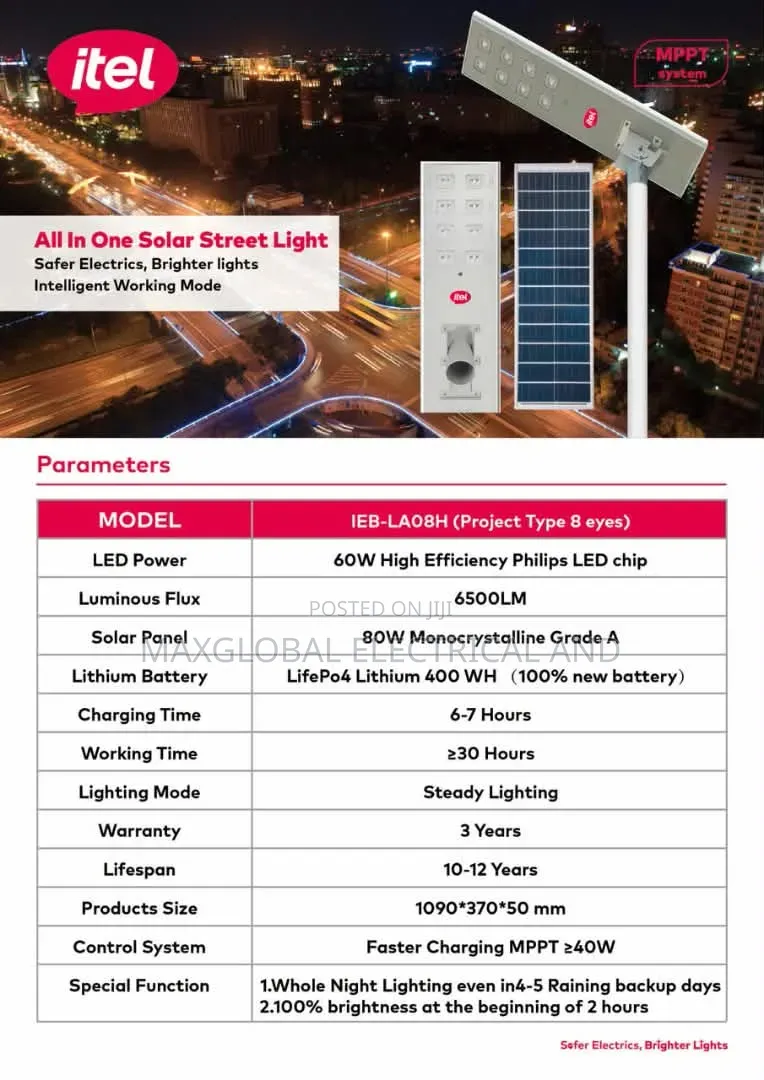 80watts Itel Industrial Solar Street Light