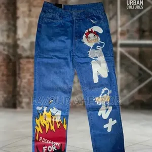 Trendy Graphic Wide-Leg Jeans