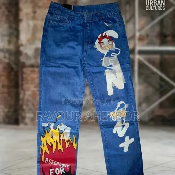 Trendy Graphic Wide-Leg Jeans
